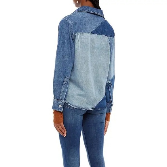 MAJE 
Patchwork-Effect Faded Denim Jacket (Size 1/small) - Picture 2 of 9
